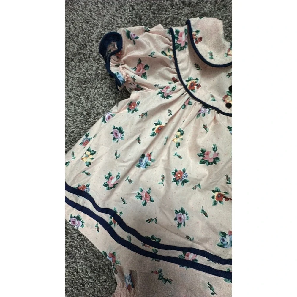 handmade vintage pink floral dress with bloomers 12-18 months